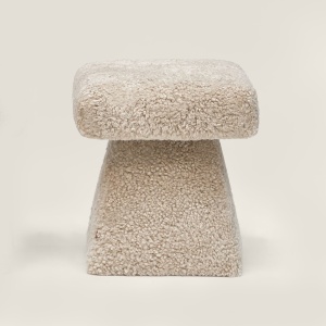 Beige designer pouf, seat height 47 cm by Maison Norki