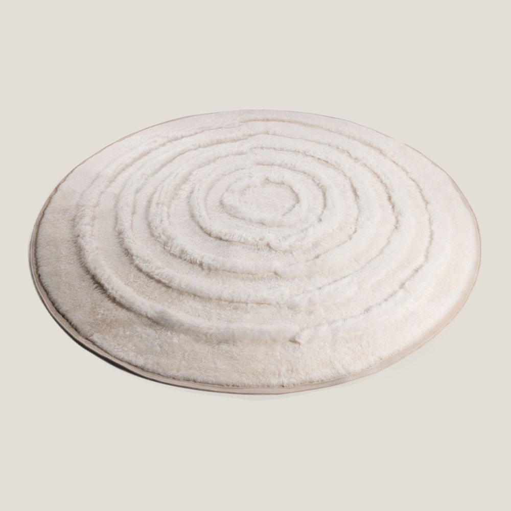 Achetez un tapis rond blanc de très grande qualité en peau de mouton et fabriqué en France