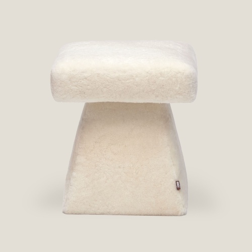 Modern and high-end white pouf, seat height of 47 cm, Norki design