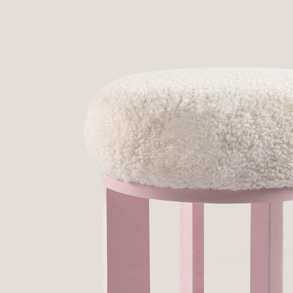 Large high-end pastel pink designer stool