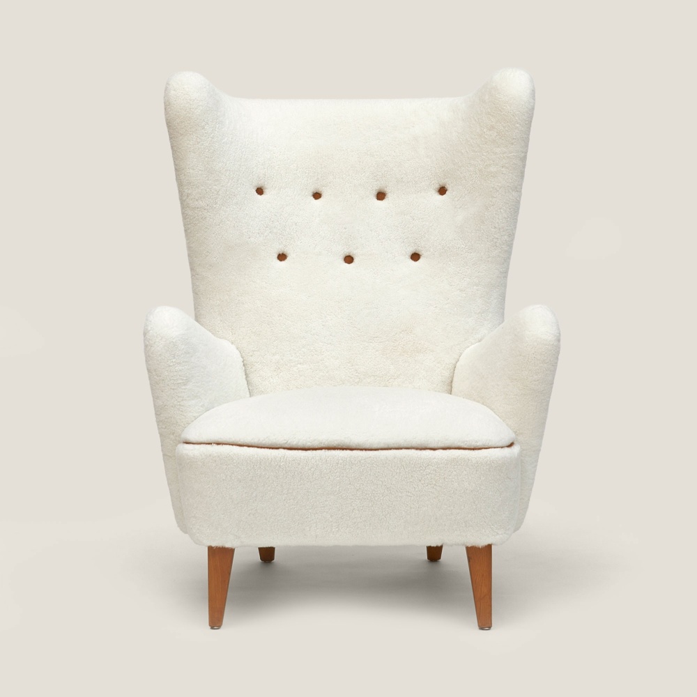 Buy a large vintage comfortable white reading armchair for decorating your living room