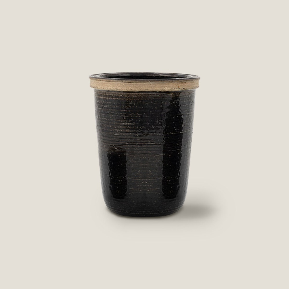 Black ceramic vase from Sweden.