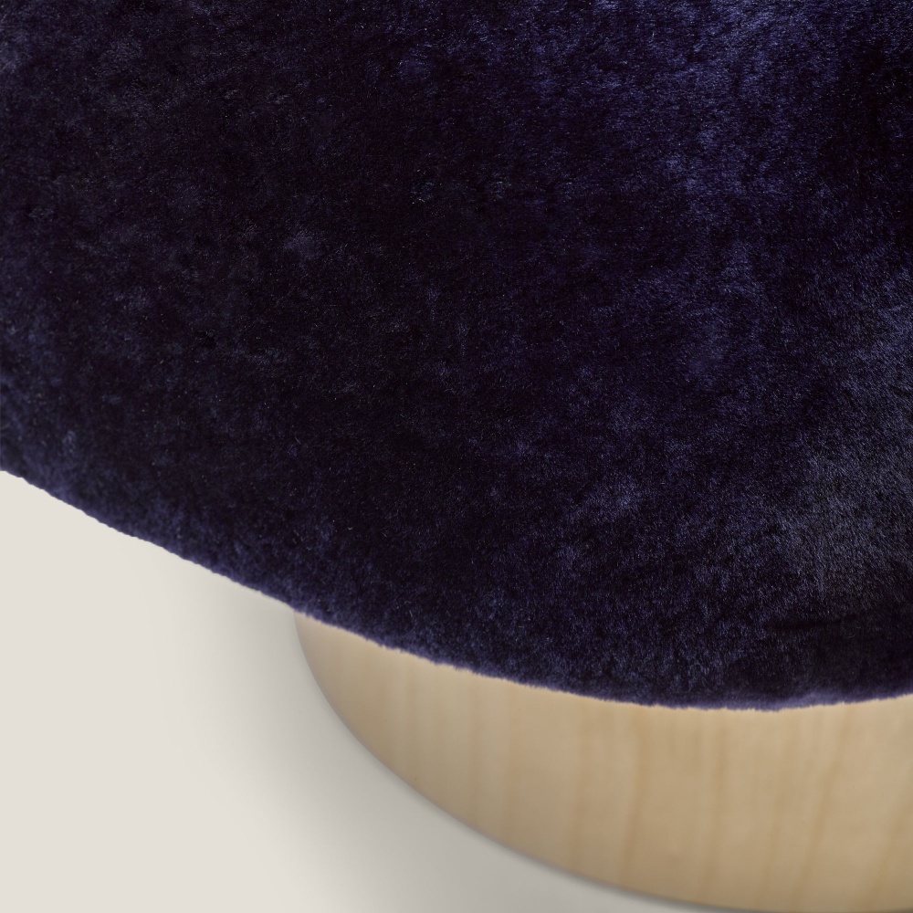 Navy blue shearling and wood for small designer furniture for children