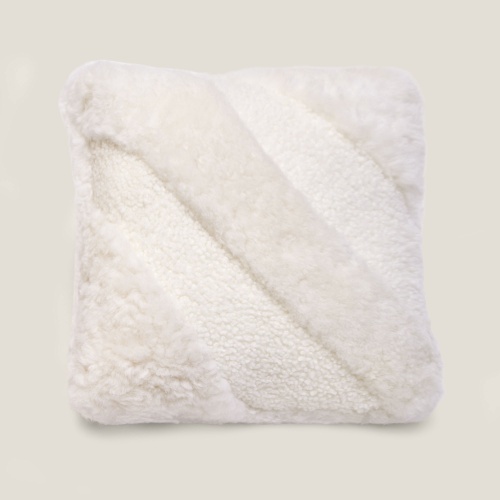 Buy a small, very elegant white square cushion in leather - High-end manufacturing by Norki