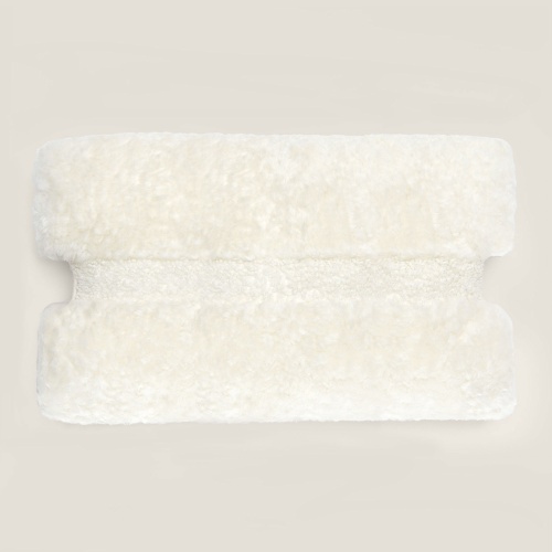 Buy an asymmetrical white rectangle shearling cushion - Made in France by Norki