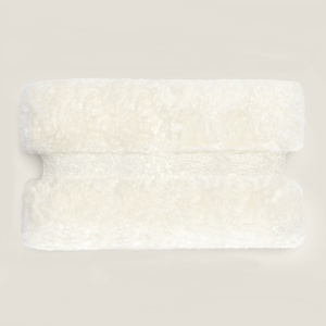 Buy an asymmetrical white rectangle shearling cushion - Made in France by Norki