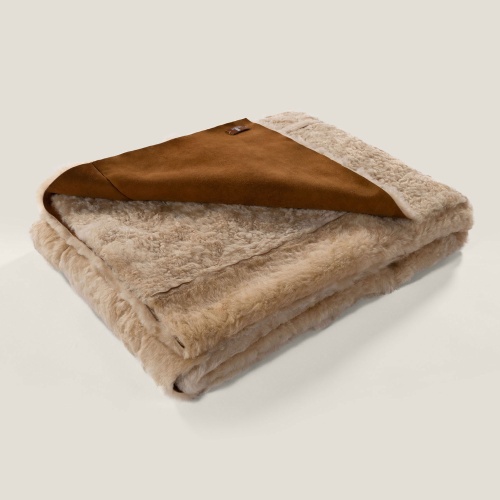 Acheter en ligne un plaid beige clair double face pour faire un cadeau luxueux