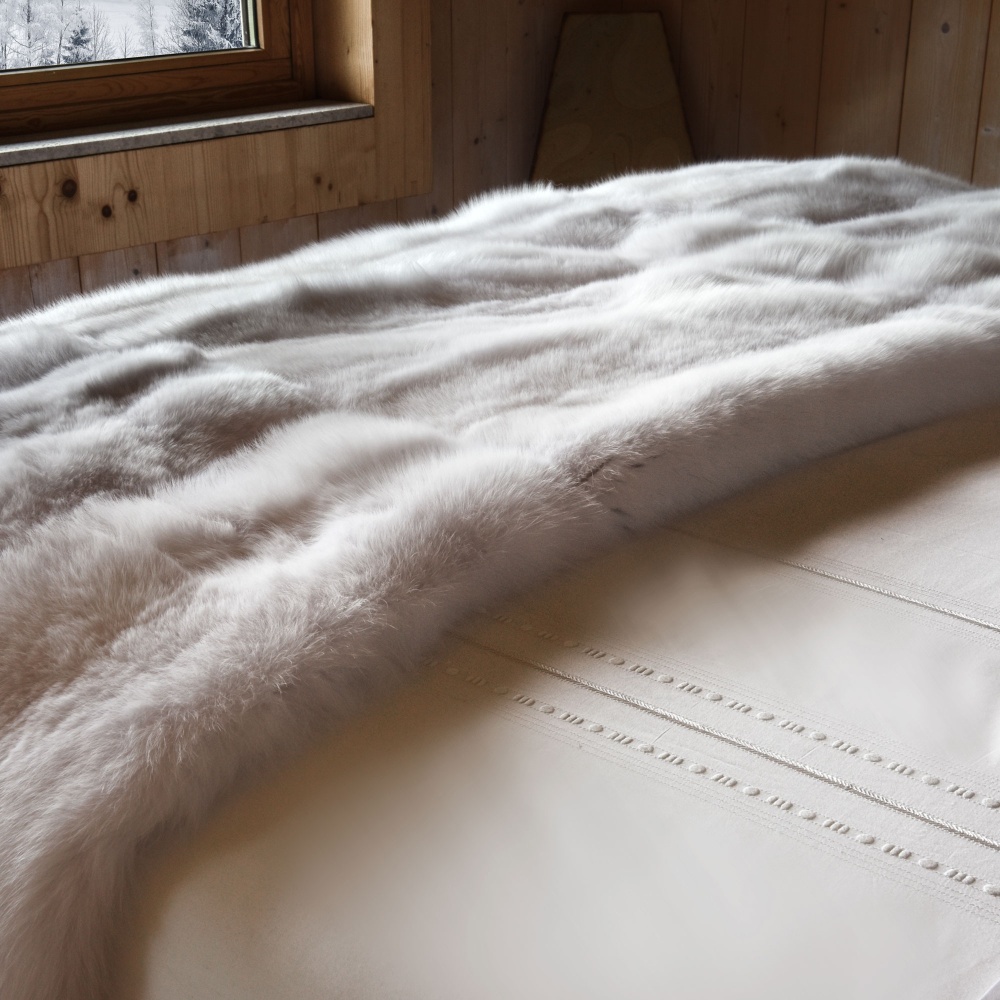 Luxury white fur blanket for your bed or sofa