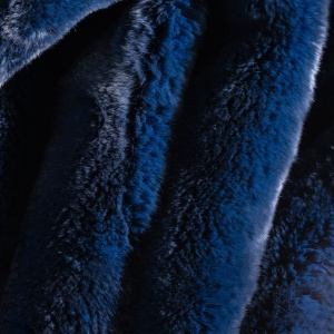 High-end rectangle navy blue throw in very soft rex rabbit fur by Norki