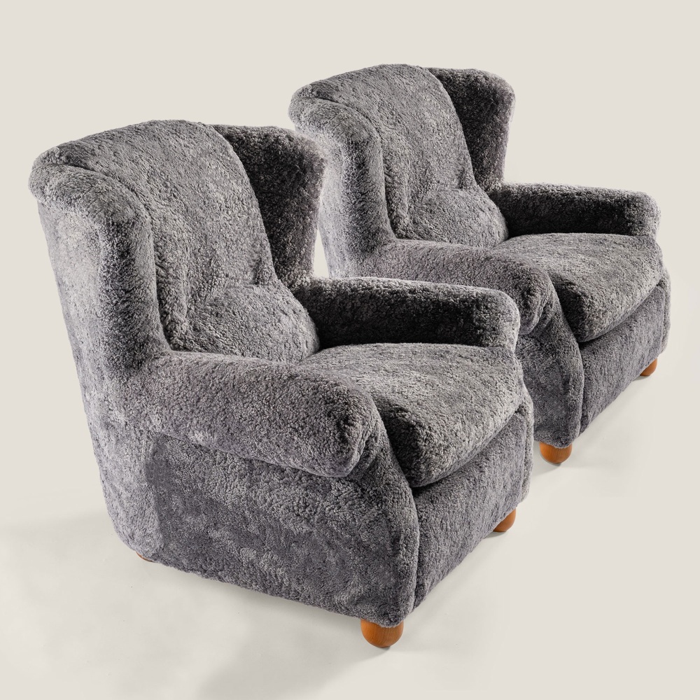 Pair of 1960s vintage grey armchairs.