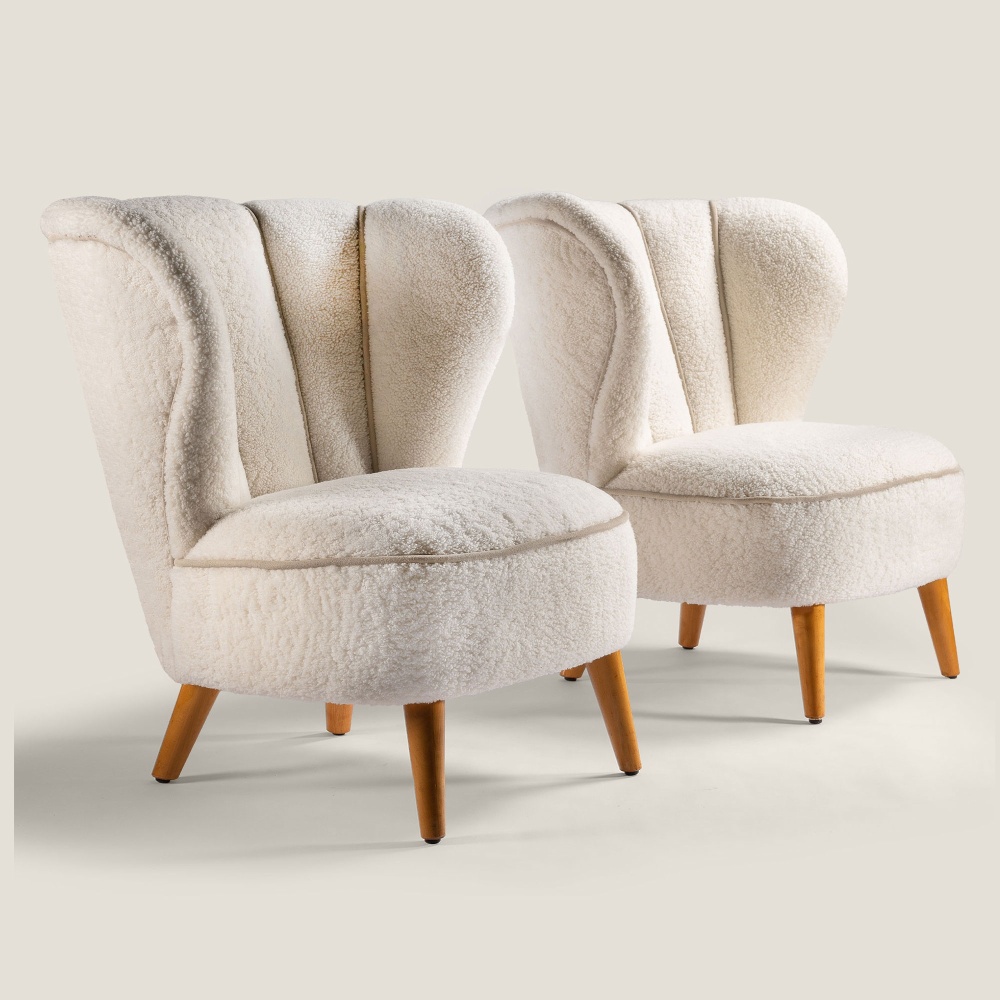 Pair of vintage Scandinavian white armchairs of Finnish origin, 1930s style - Curation Norki