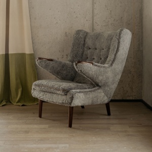 Paire de fauteuils vintage scandinave dans le style du Papa Bear de Hans Wegner - Curation Norki