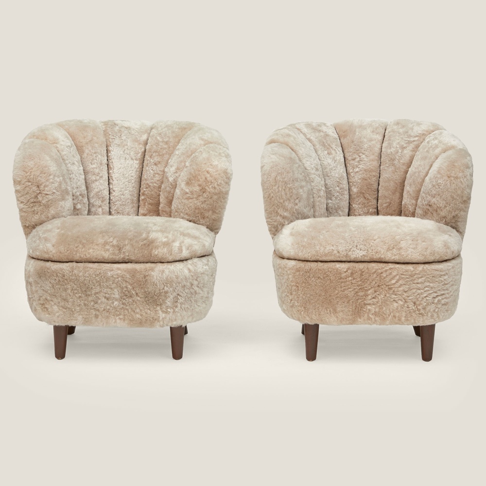 Your bedroom, living room or office, decorate your home with elegant and high-end beige sheepskin armchairs