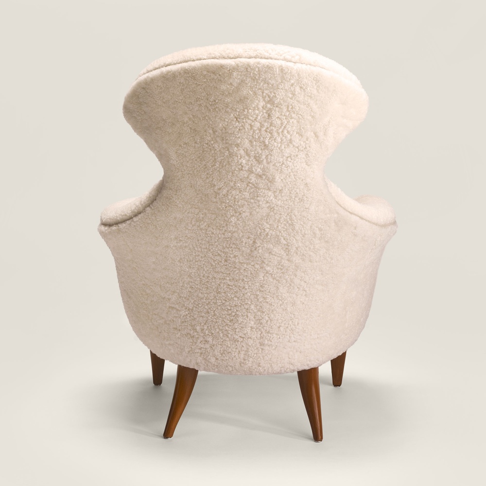 Fauteuil Stora Eva blanc en peau lainée blanche luxueuse