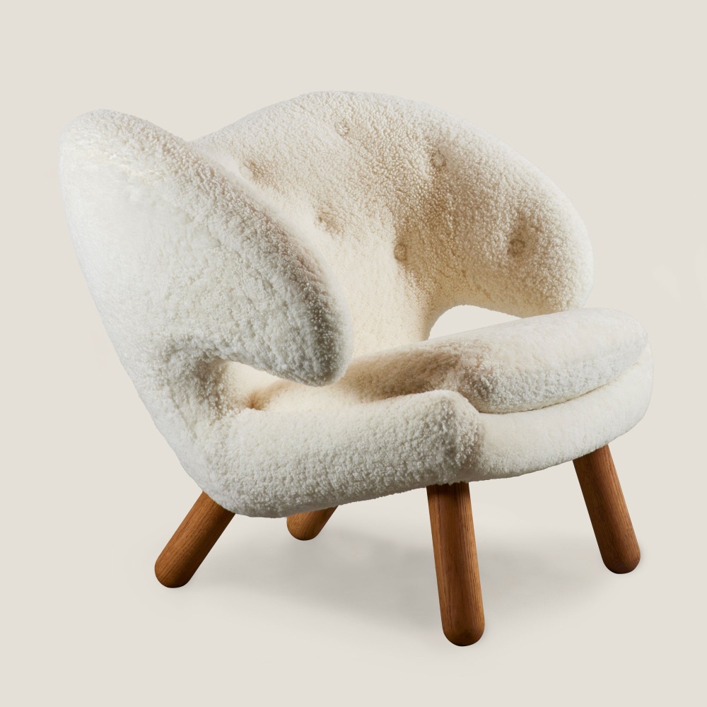 Fauteuil vintage Pelican par Finn Juhl, Circa 1950, rénové en peau lainée - Curation Norki