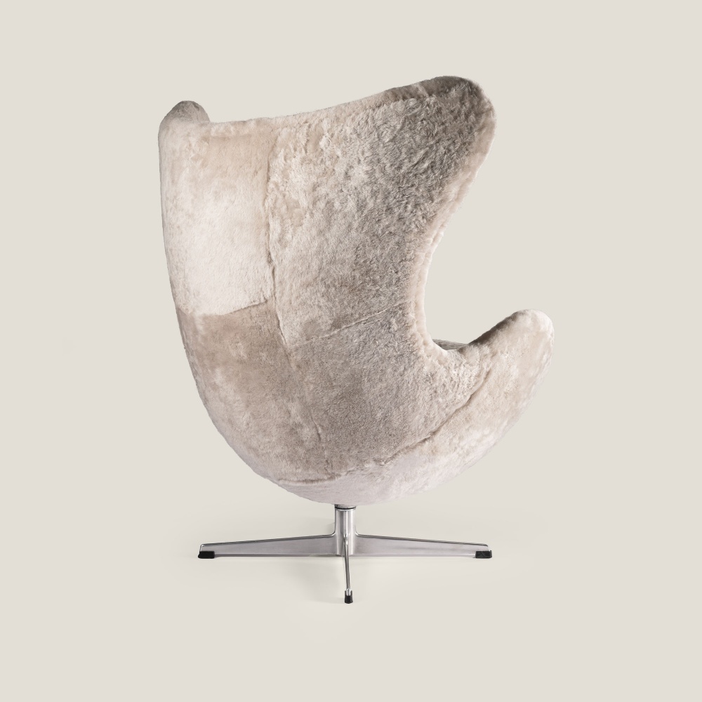 luxury swivel armchair in high-end Norki sheepskin