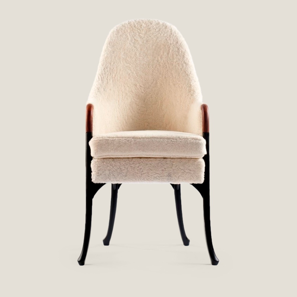 Luxurious white dining room armchair, seat height 47 cm