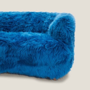 Turquoise blue banana sofa, Scandinavian design mid-20th century.