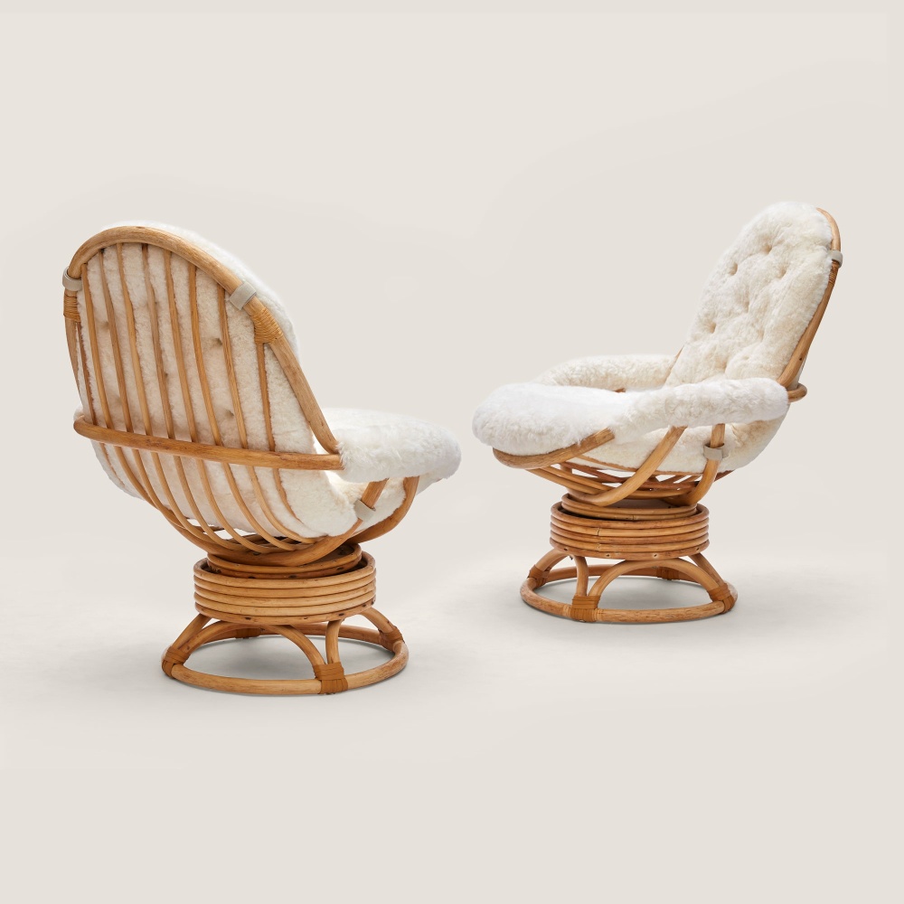 Refurbished bamboo and rattan armchairs, for a touch of vintage in a modern interior