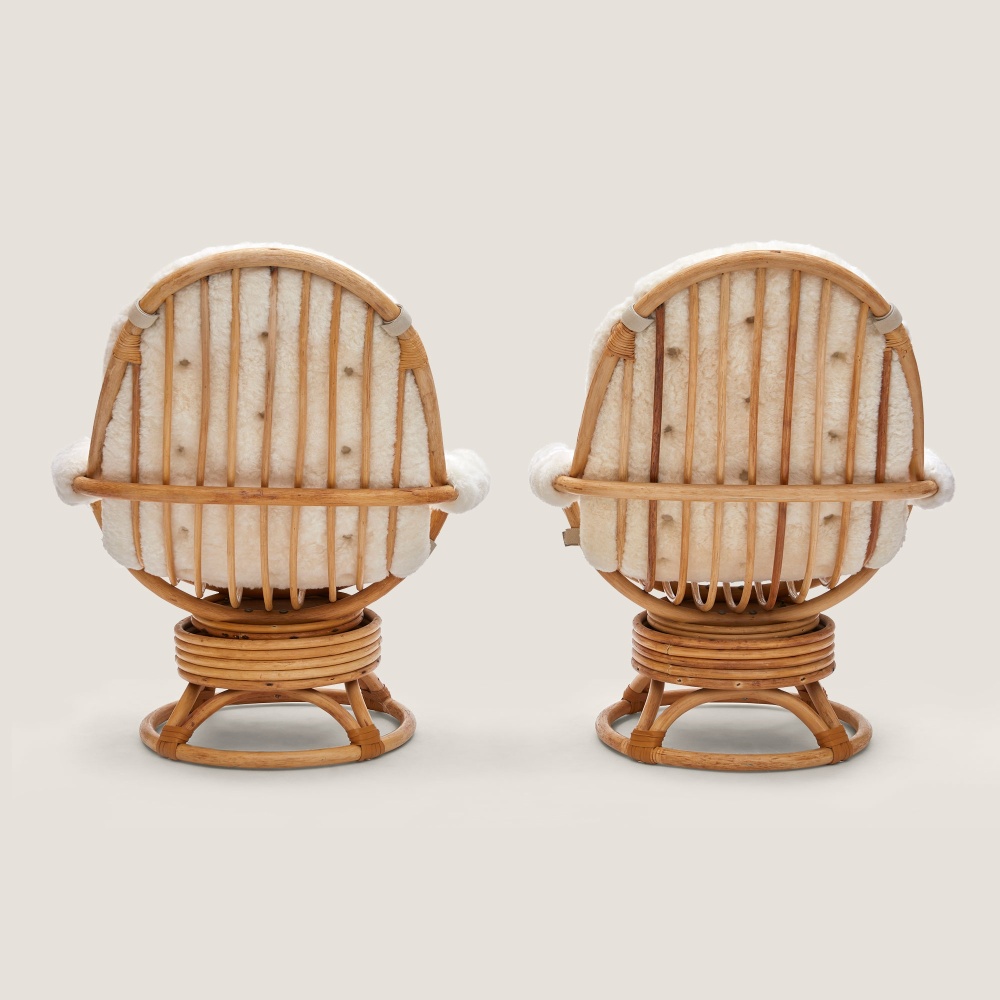 Set of vintage bamboo and rattan armchairs, ideal for an authentic retro atmosphere