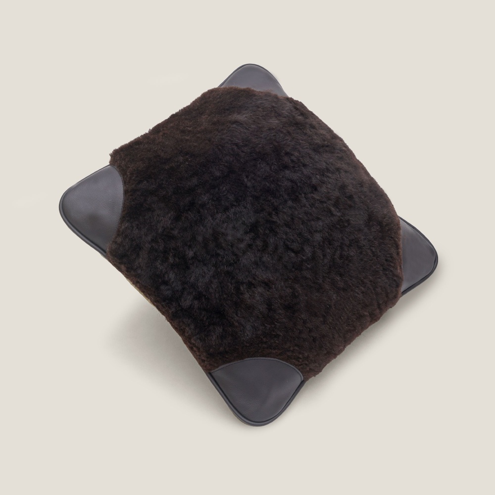 Soft, comfortable black Sarafan cushion in black wool.