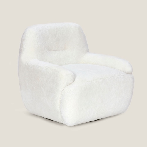 Atya armchair by Norki. A soft, comfortable white curly armchair to decorate your living room.