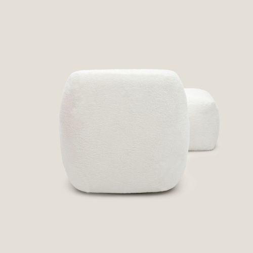 e white designer armchair, comfortable seat and matching footrest in top quality wool.