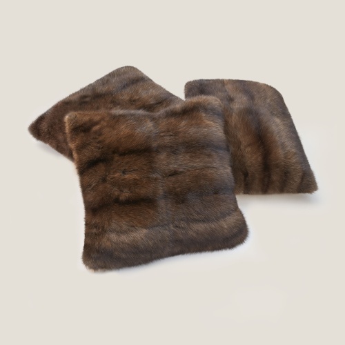 Set of soft cushions in real sable fur.