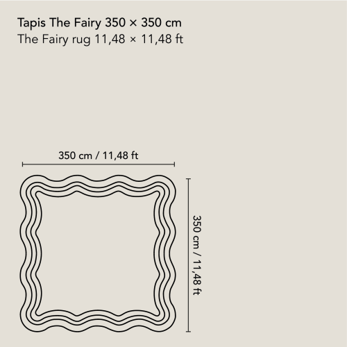 Sketch and dimensions of our The Fairy rug 11,48 ft