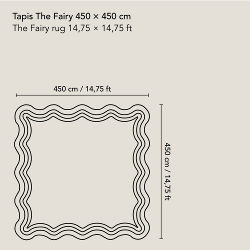 Sketch and dimensions of our The Fairy rug 14,75 ft