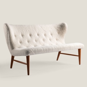 Scandinavian vintage white sofa by designer Erik Bertil Karlén.