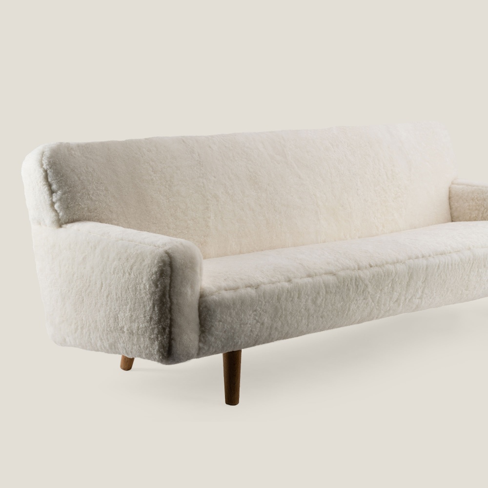 Designer sheepskin sofa by Hans J. Wegner