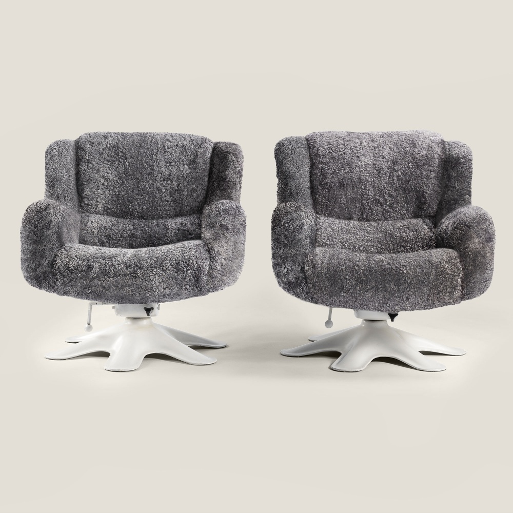 Grey vintage pair of armchairs, model 418, Yrjö Kukkapuro.