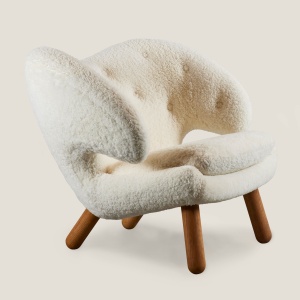 Vintage Pelican armchair by Finn Juhl, Circa 1950, renovated in shearling - Curation Norki