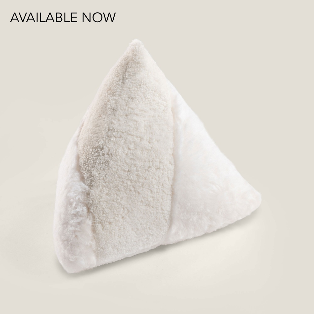 Chic designer white cushion in the shape of a pyramid - Atelier haute couture Norki.