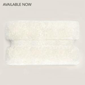 Buy an asymmetrical white rectangle shearling cushion - Made in France by Norki