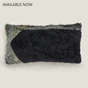 Our rectangle Forest cushion in cowhide and sheepskin, by Norki.