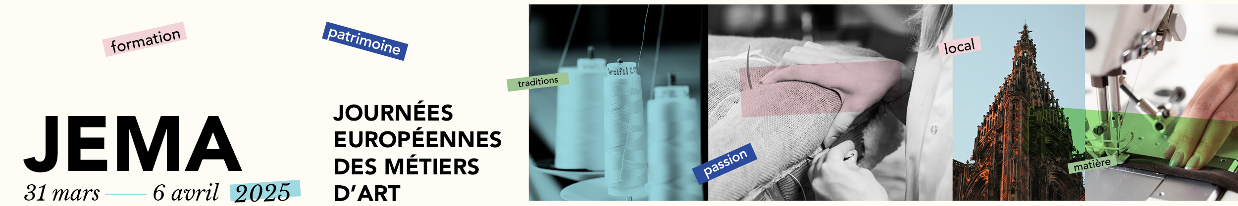 Bandeau d'images de savoir-faire pour les Journées Européennes des Métiers d'Art à Strasbourg