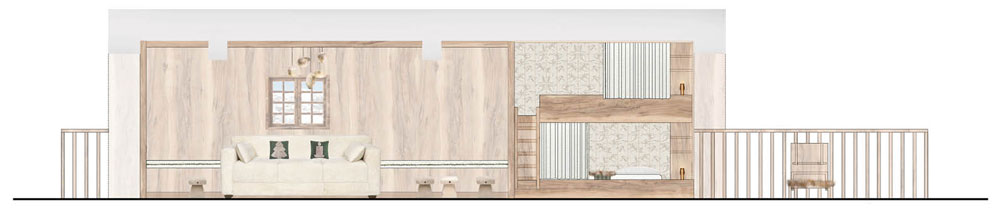 Elevation of the dormitory of a mountain chalet in Ischgl.