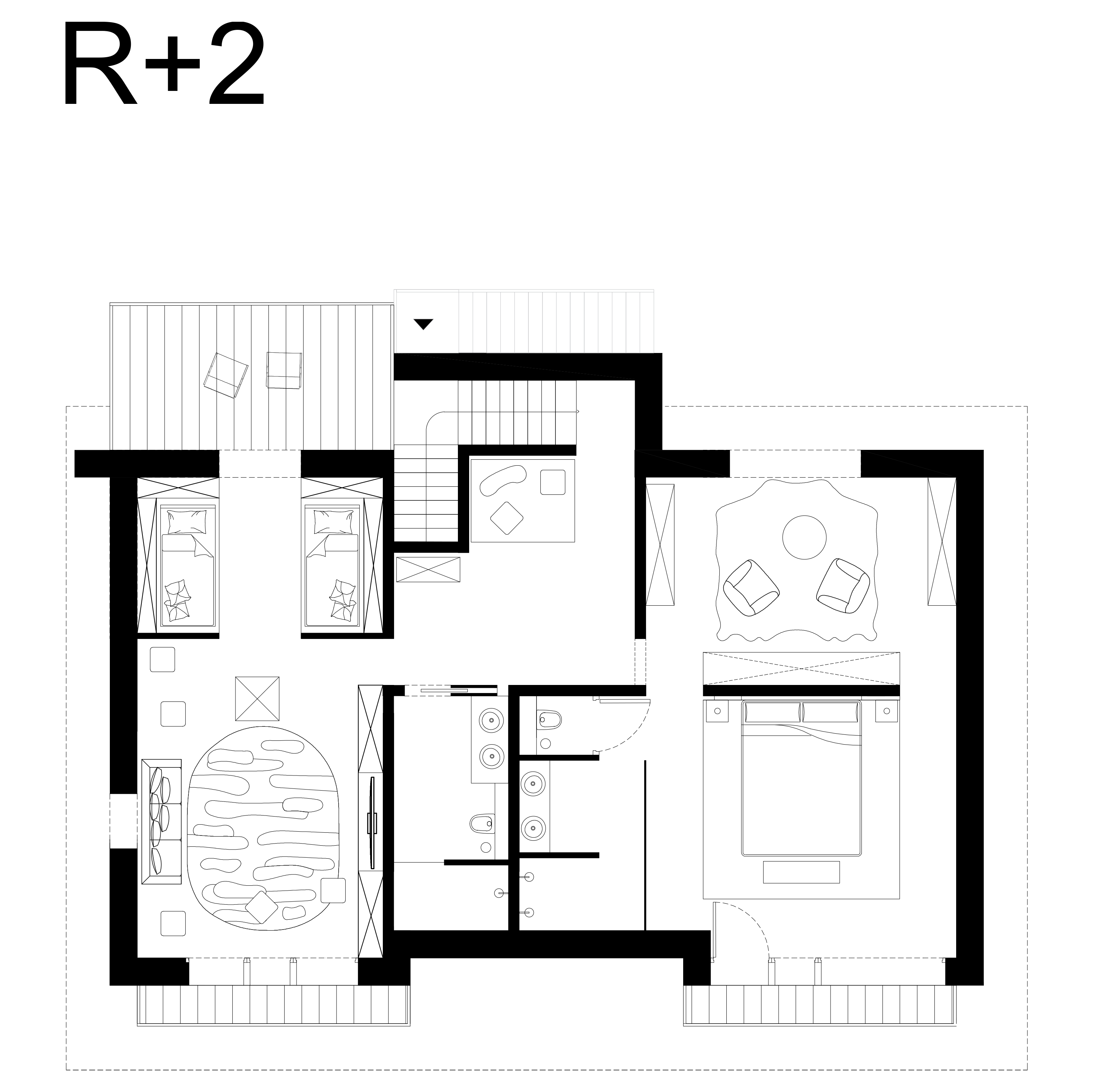 Plan du 2e étage d'un chalet d'Ischgl par Norki®