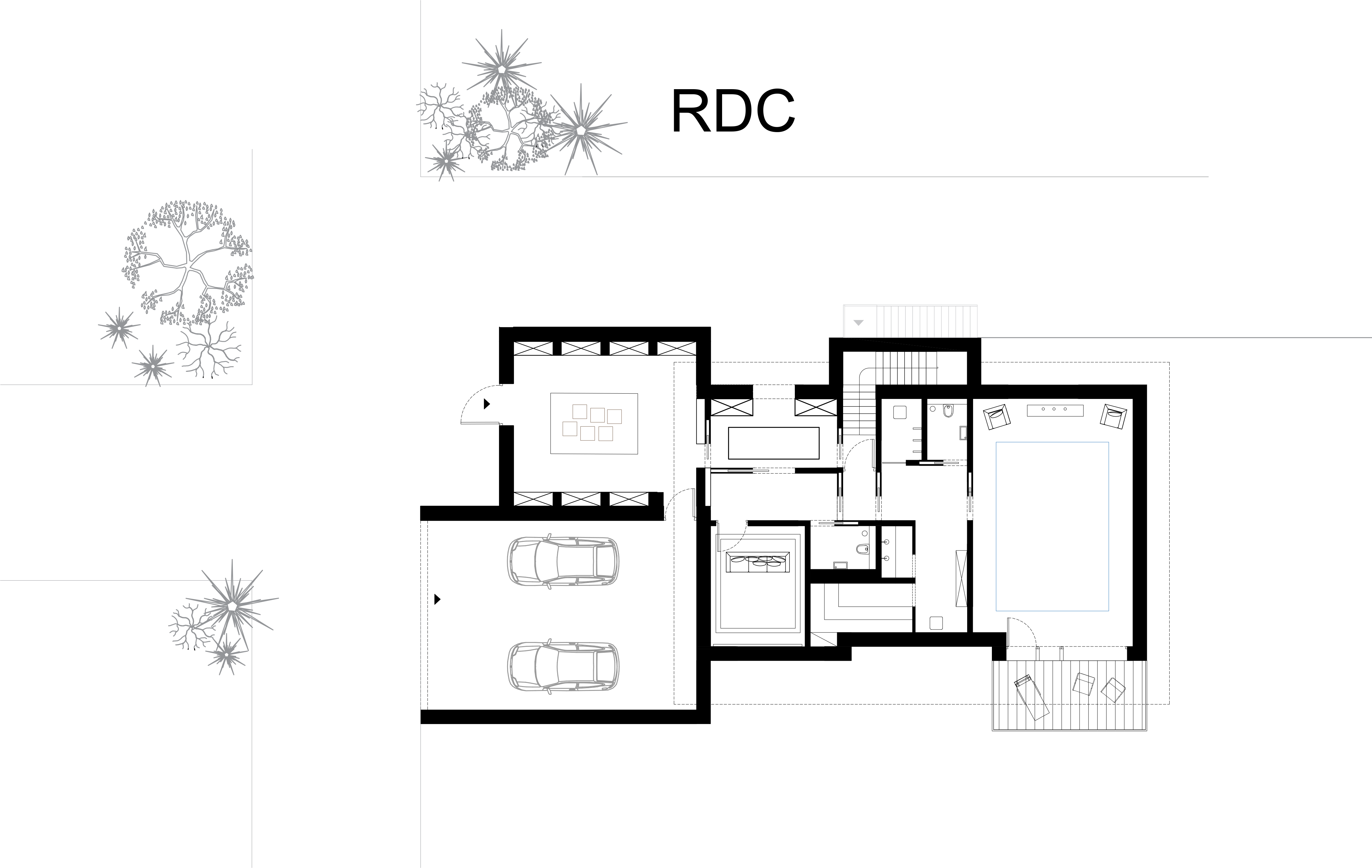 Plan du rez-de-chaussée d'un chalet d'Ischgl par Norki®