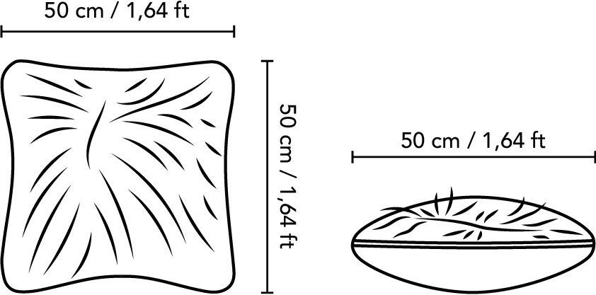 Dimensions et schéma de notre coussin en renard roux.