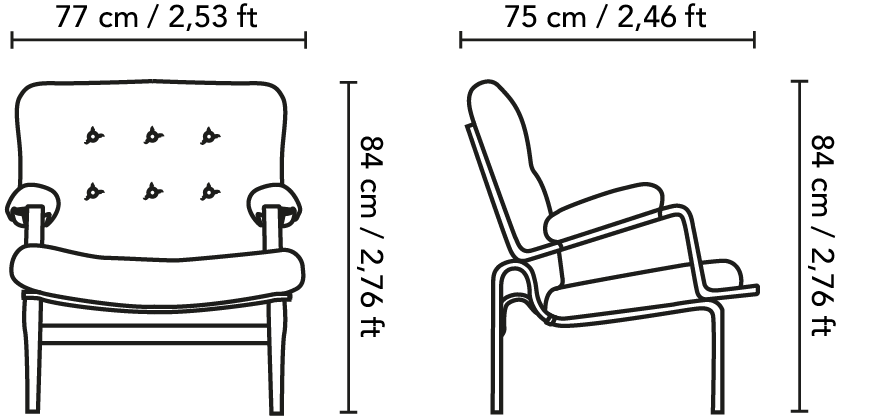 Sizes and sketches of our Ingrid Easy Chairs