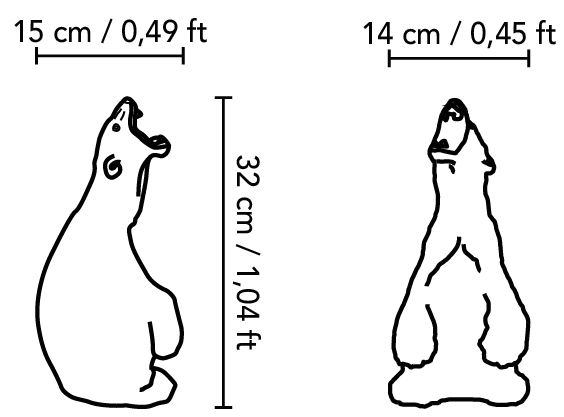 Sizes and sketches of our Vintage Figurative Porcelain - Polar Bear