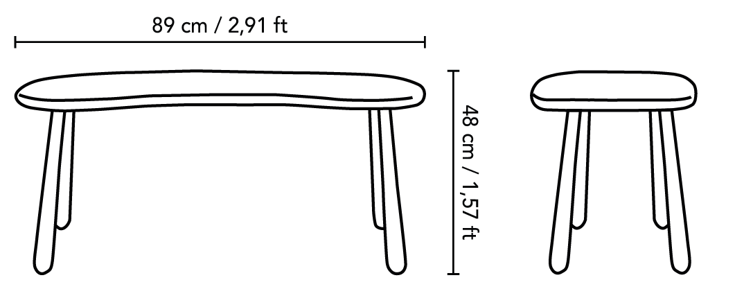 Dimensions et croquis de notre Table d'appoint Haricot Vintage Mjölkpallen