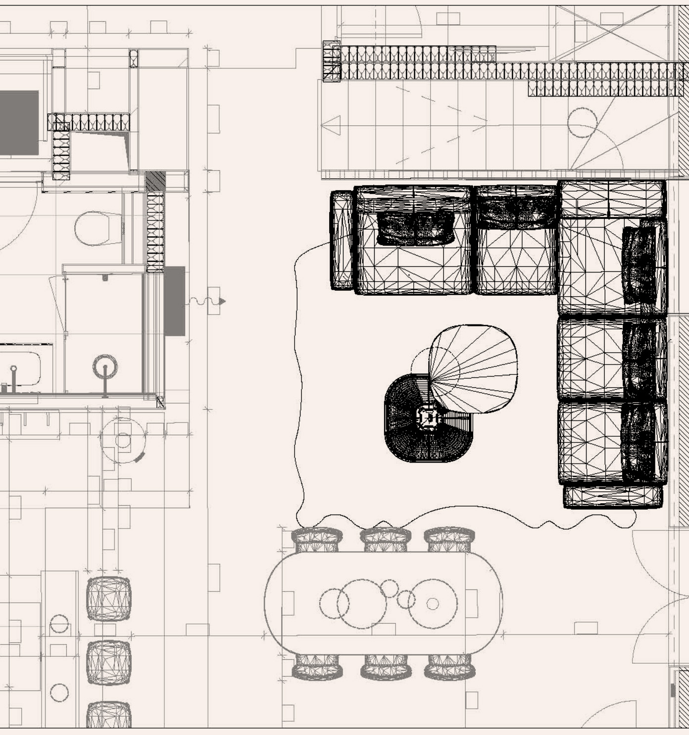 Plan et aménagement intérieur d'un bureau de chalet - Norki