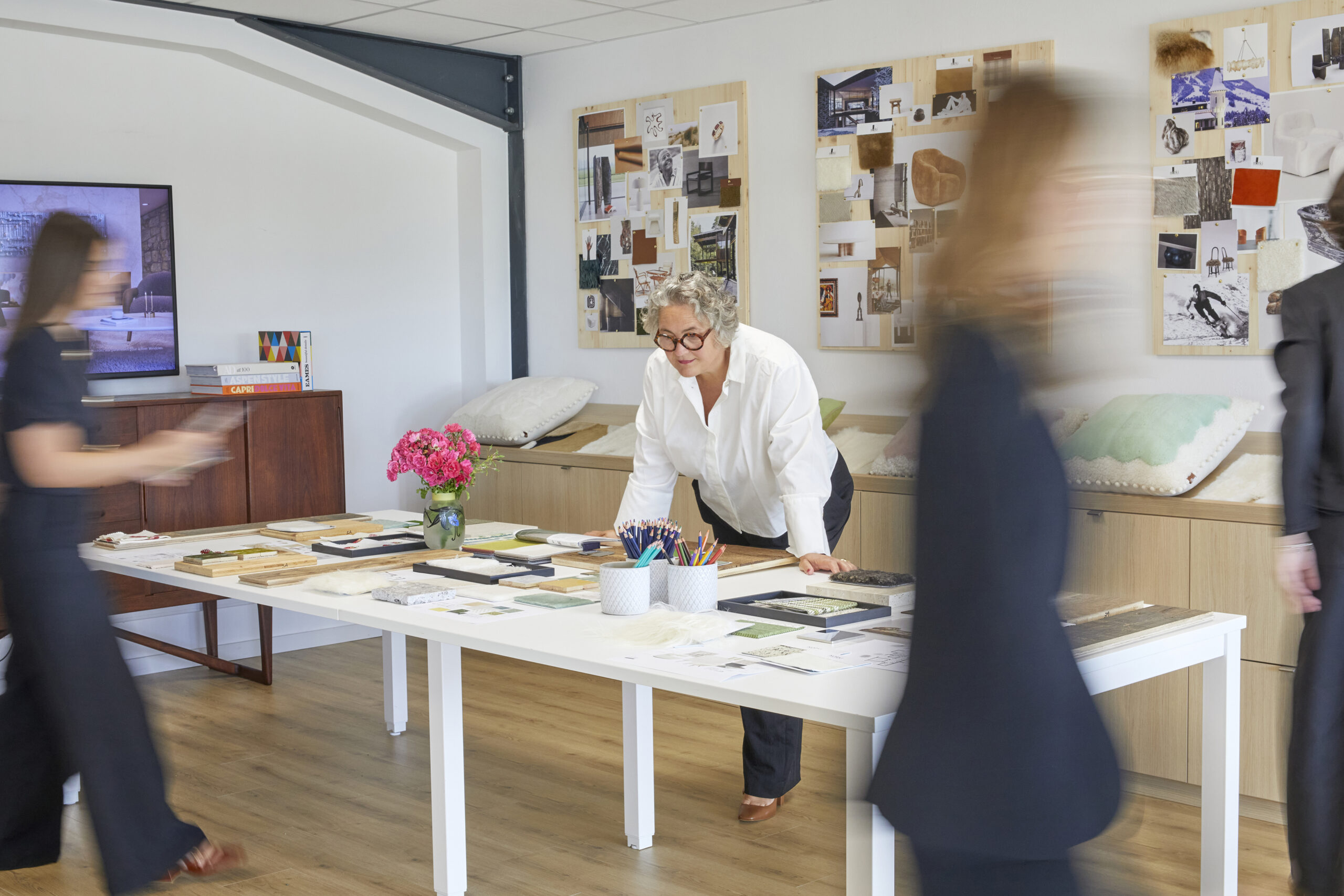 View of the Norki design studio with moodboard