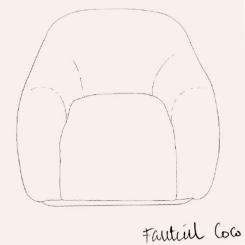Coco sheepskin armchair drawing