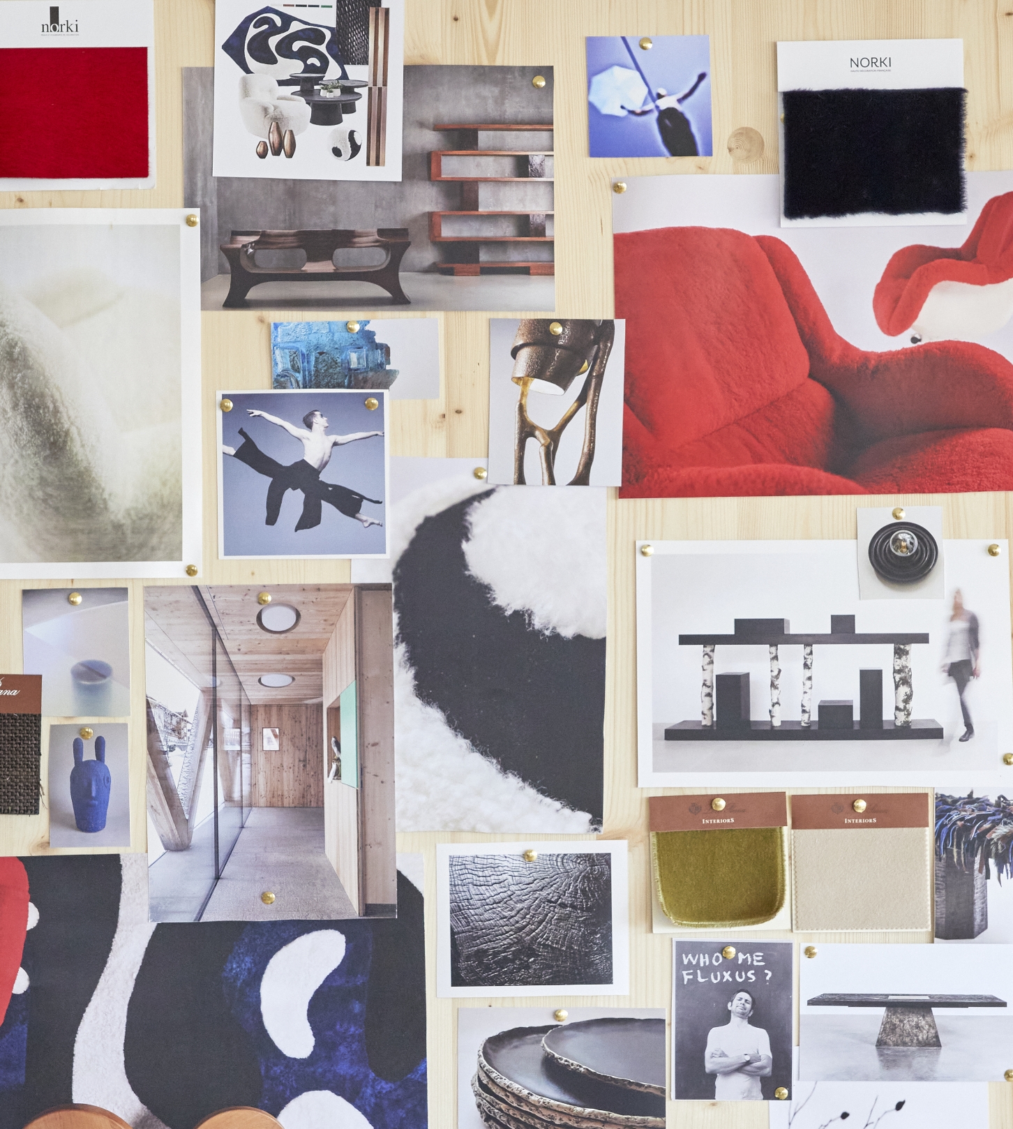 Mountain decoration moodboard, materials and inspirations