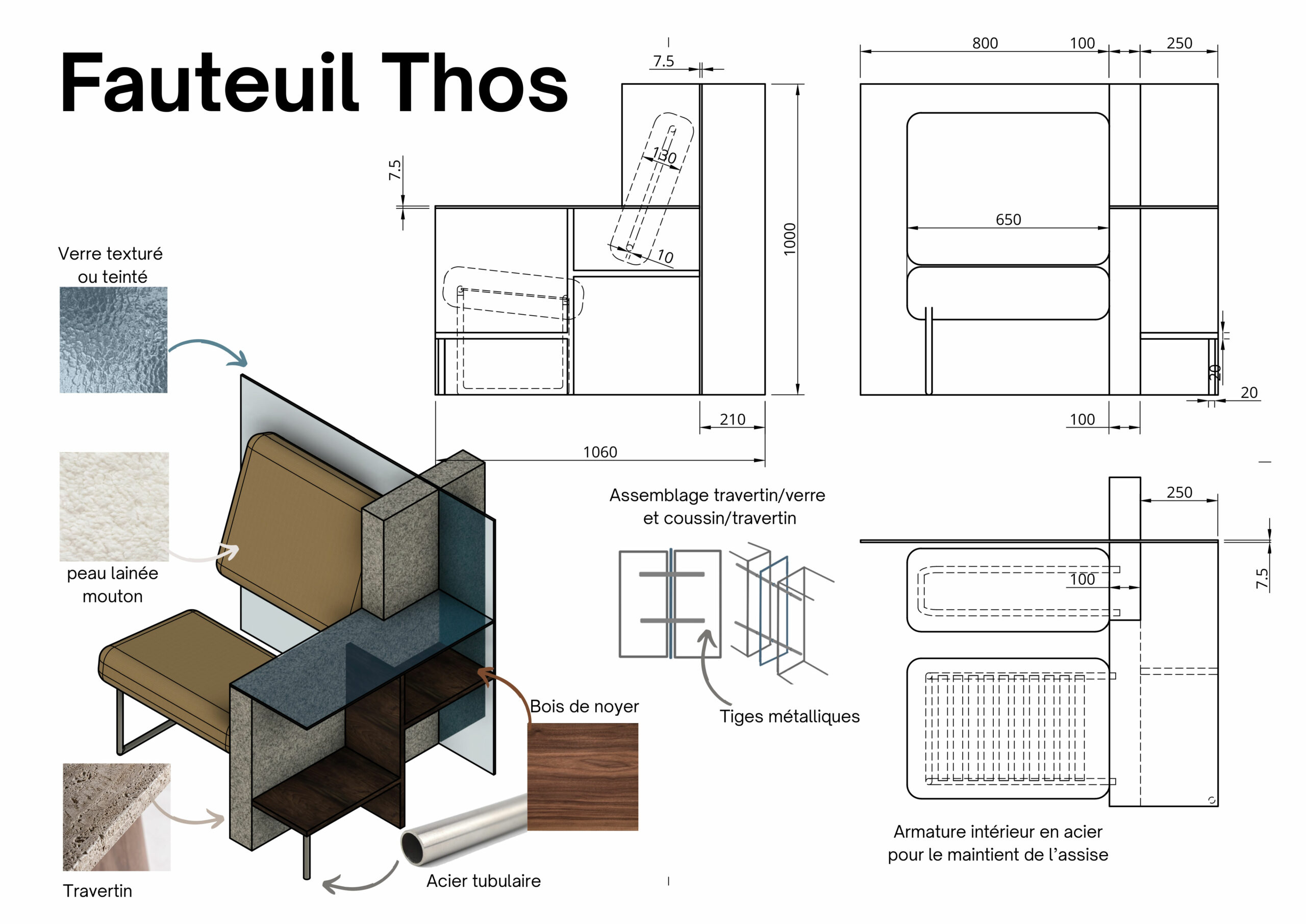 Technical plans of the Thos Armchair